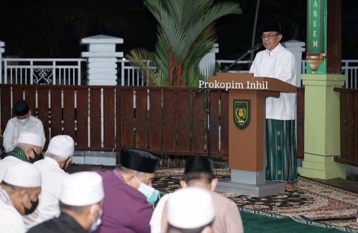 Malam Idul Fitri 1442 H, Bupati Inhil Takbiran di Pendopo Rumah Dinas