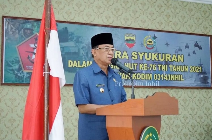 Bupati dan Dandim 0314/Inhil Ikuti Peringatan HUT ke-76 TNI Secara Virtual